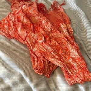 Orange printed scarf